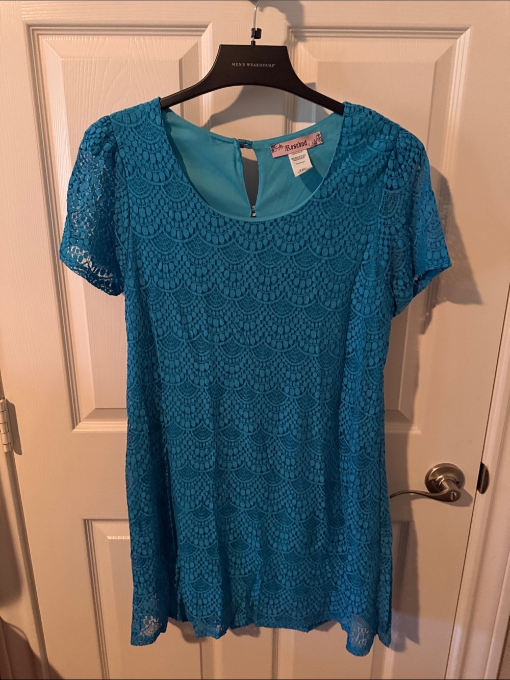 Rosebud Turquoise Lace Short-Sleeve Tank Dress